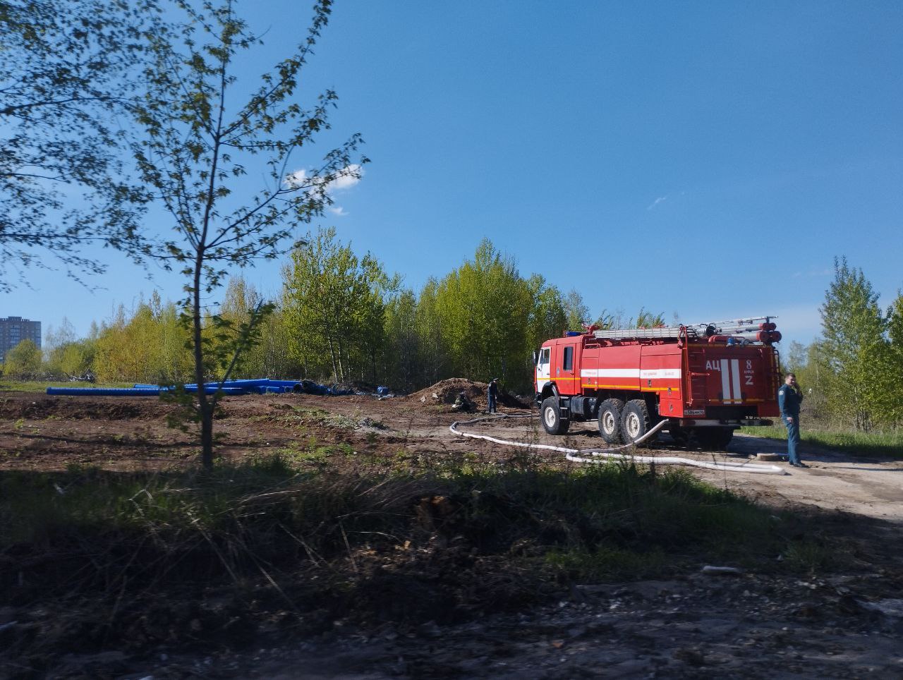 В Курске произошло возгорание пластиковых труб